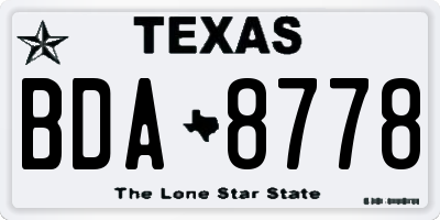 TX license plate BDA8778