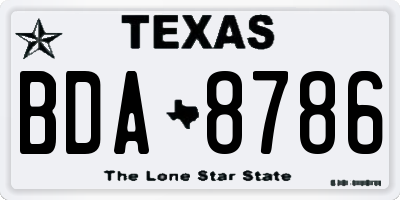 TX license plate BDA8786