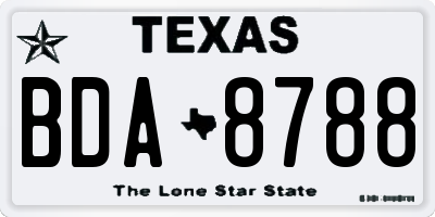 TX license plate BDA8788