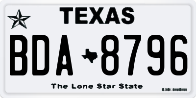 TX license plate BDA8796