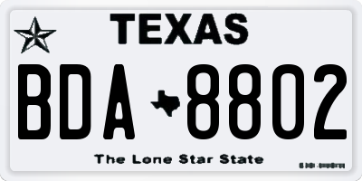 TX license plate BDA8802