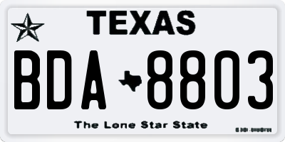 TX license plate BDA8803
