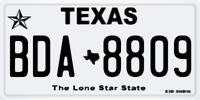 TX license plate BDA8809