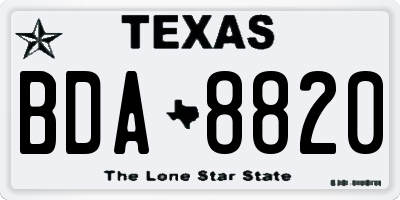 TX license plate BDA8820