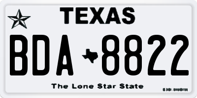 TX license plate BDA8822