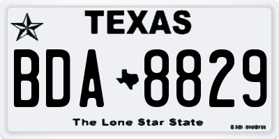 TX license plate BDA8829