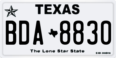TX license plate BDA8830