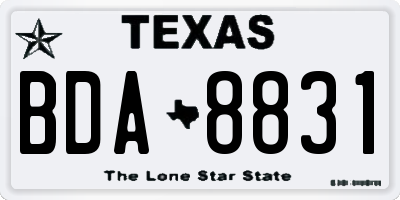 TX license plate BDA8831