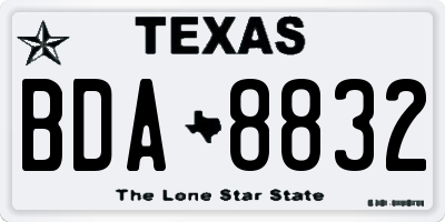 TX license plate BDA8832