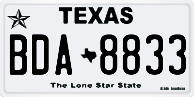 TX license plate BDA8833