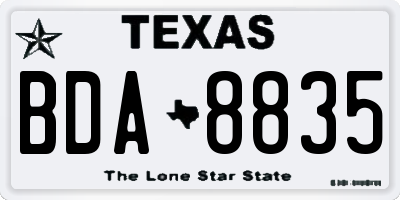 TX license plate BDA8835