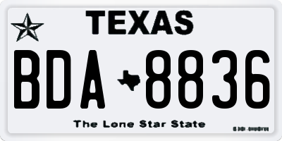TX license plate BDA8836