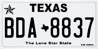 TX license plate BDA8837