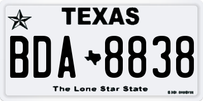 TX license plate BDA8838