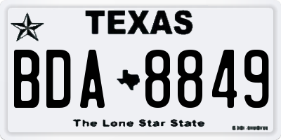 TX license plate BDA8849