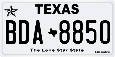 TX license plate BDA8850