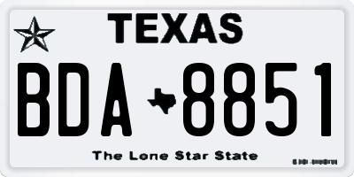 TX license plate BDA8851
