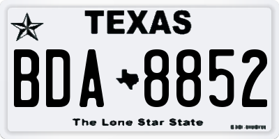 TX license plate BDA8852