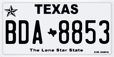 TX license plate BDA8853
