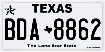 TX license plate BDA8862