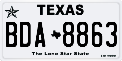 TX license plate BDA8863