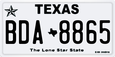 TX license plate BDA8865