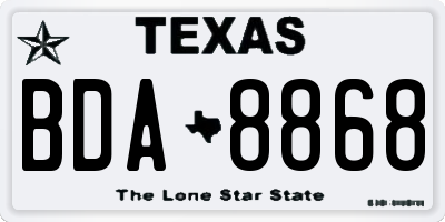 TX license plate BDA8868