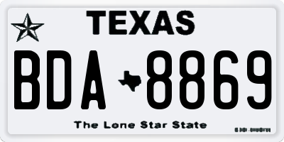 TX license plate BDA8869