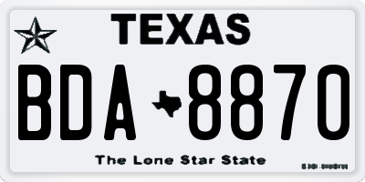 TX license plate BDA8870