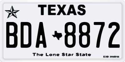 TX license plate BDA8872