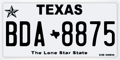 TX license plate BDA8875