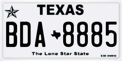 TX license plate BDA8885