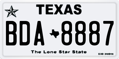 TX license plate BDA8887