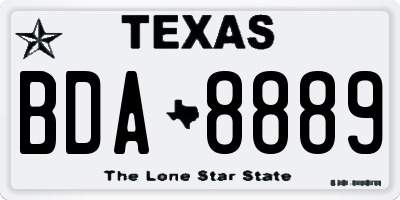 TX license plate BDA8889