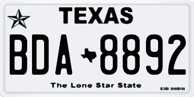 TX license plate BDA8892
