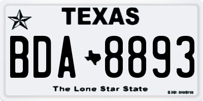 TX license plate BDA8893