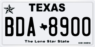 TX license plate BDA8900