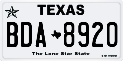 TX license plate BDA8920