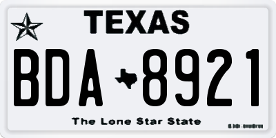 TX license plate BDA8921