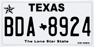 TX license plate BDA8924