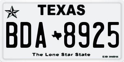 TX license plate BDA8925