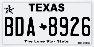 TX license plate BDA8926