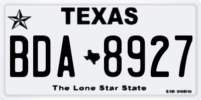 TX license plate BDA8927