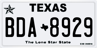 TX license plate BDA8929
