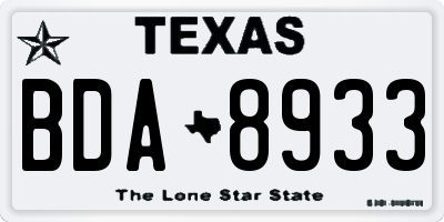 TX license plate BDA8933