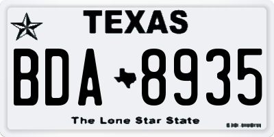 TX license plate BDA8935