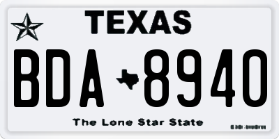 TX license plate BDA8940