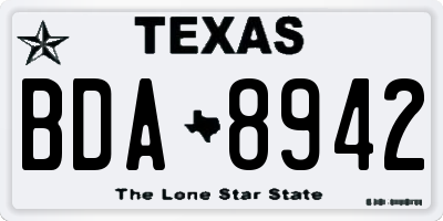 TX license plate BDA8942