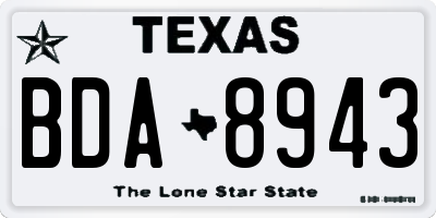TX license plate BDA8943