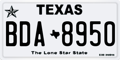 TX license plate BDA8950